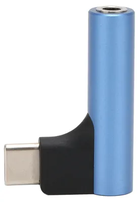 Produktbild von USB C auf 3,5 mm Sound-Kopfhörerbuchse, Adapter, Typ Aux DAC, Stereo-Mikrofon, HiFi, rechtwinkliger Dongle für Kopfhörer, Blau