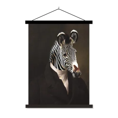 Produktbild von MuchoWow® Textilposter Alte Meister - Zebra - Kunst 90x120 cm mit schwarzem Rahmen - Dekoration
