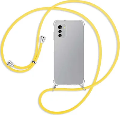 Produktbild von Handykette Backcover-Schutzhülle mit Band (Metall silberfarben) für Nokia G60 5G (6.58'') - gelb