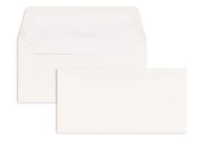 Produktbild von Briefumschläge - Weiß 110 x 220 mm (DIN Lang) | 100 g/qm Gerippt (Paperado) | Ohne Fenster | Nassklebung | Gerade Klappe | 100 Stück