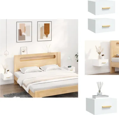 Image de vidaXL Tables de chevet murales 2 pcs. Blanc 35x35x20 cm - Tables de chevet