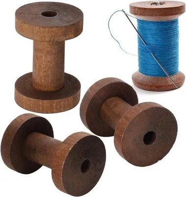 Produktbild von Holzspulen Set 3 dunkelbraun 13x8x4 für DIY Nähen