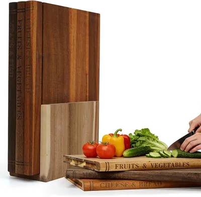 Imagen del producto de Juego de tablas de cortar, de 3 piezas, tablas de madera con soporte