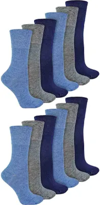 Produktbild von 12 Paar Damen Extra Breit Diabetikersocken Ohne Gummibund und Nahtlos | IOMI