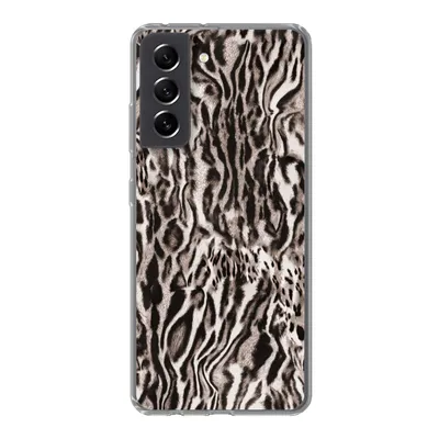 Produktbild von MuchoWow® Handyhülle Schutzhülle Hülle für Samsung Galaxy S21 FE Pantherdruck - Formen - Schwarz - Braun Silikon Softcase Handy Hülle - Mobiltelefonhülle