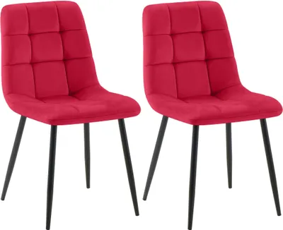 Produktbild von CLP 2er Set Esszimmerstuhl Tilde gepolstert mit Rückenlehne bis 150 kg belastbar rot Material Samt