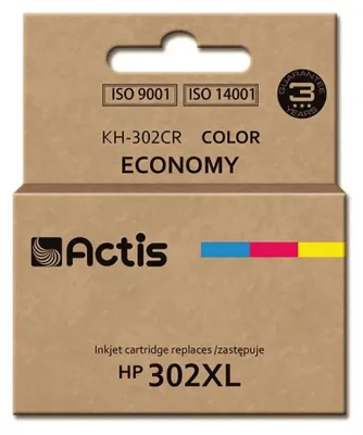 Produktbild von Actis KH-302CR Tintenpatrone (Ersatz für HP 302XL F6U67AE; Prämie; 21ml; farbe), Hohe (XL-) Ausbeute, Cyan, Magenta, Gelb, Tinte auf Farbstoffbasis, 18 ml, 1 Stück(e), Einzelpackung