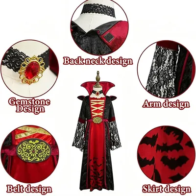 Produktbild von Halloween Kostüm Mädchen S 110-120, viktorianisches Spitzenkleid, Karneval