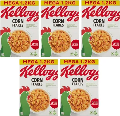 Produktbild von 5er-Pack Kellogg's Corn Flakes der knusprige Klassiker Frühstückscerealien 1,2Kg Megapack