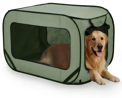 Immagine prodotto di Trasportino pieghevole per cani, dimensioni 94x53x53 cm, modello pop-up, adatto anche per gatti, realizzato in tessuto Oxford, colore verde