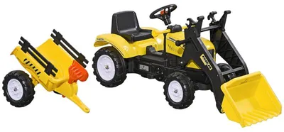 Obrázek produktu pro Dětský traktor s nakladačem a přívěsem | Barva: žlutá/černá | Rozměry: 41 x 167 x 52 cm
