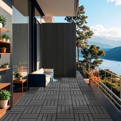 Produktbild von HOME DELUXE - WPC Klickfliesen BAVARO - Anthrazit 1m² | Terrassenfliesen, Balkonfliesen, Holzfliese