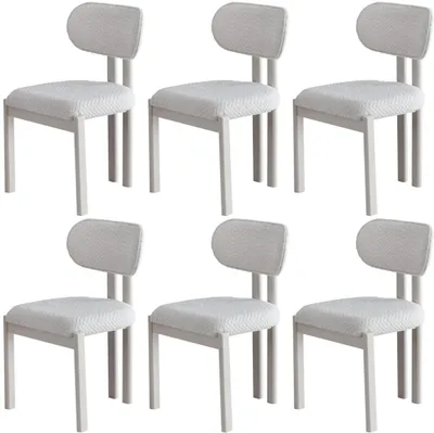 Productafbeelding van Moderne witte eetkamerstoel, gestoffeerde stoel, set van 6 stoelen met rugleuning