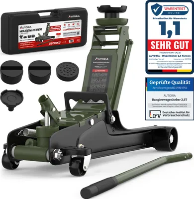 Produktbild von Wagenheber 2.5T hydraulisch Flach – Rangierwagenheber PKW Autoheber - Olivgrün