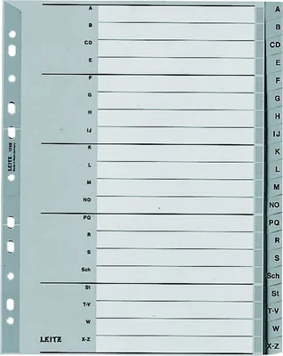 Produktbild von Register A4 A-Z PP grau Packung mit 20 Stück