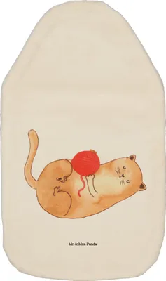Produktbild von Mr. & Mrs. Panda Wärmflasche Katze Wolle - Weiß - Geschenk, Spielen, Wärmflaschen, Kuschelwärmflasche, Putzig, wärmebeutel, Wollknäuel, Cats, mit Bezug, Wärmekissen