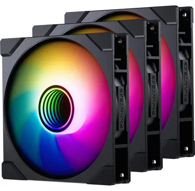 Produktbild von M25G2-140 D-RGB Reverse Triple Pack (schwarz, 3er-Pack, 140 mm)