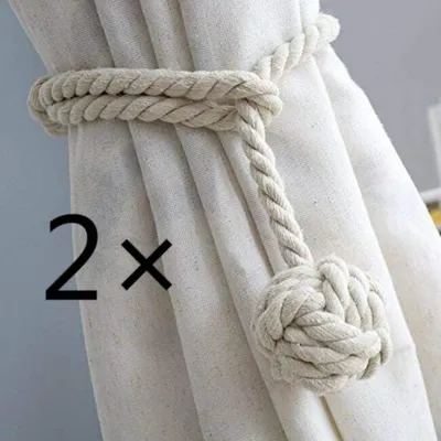 Produktbild von Set mit 2 Raffhaltern mit Kordelzug, Raffhalter aus Baumwolle mit Kugel