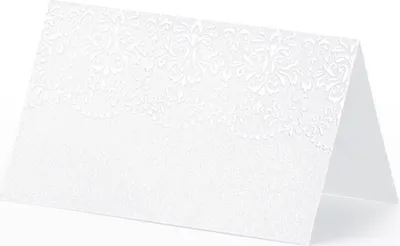 Produktbild von Platzkarten mit Ornament Muster 5x8cm blanko 10 Stück Weiß