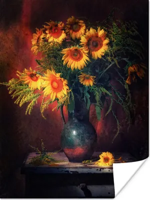 Produktbild von MuchoWow® Poster Sonnenblumen - Vase - Stilleben 60x80 cm - Schlafzimmer Dekoration