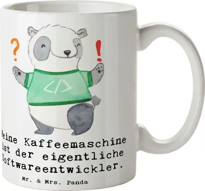 Produktbild von Mr. & Mrs. Panda Tasse mit Spruch Softwareentwickler Held - Weiß - Geschenk, Trinkbecher, Developer, IT-Berufe, Kaffeetasse, Programmierer, Kaffeebecher, Geschenke Herz