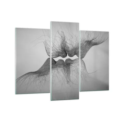 Produktbild von Bilder auf glas - 3 Teile - Kuss Liebe Paar - 130x100cm - Glasbilder - Wandbilder - Bilder - zum Aufhängen bereit - Wanddekoration aus Glas - Glas Bilder - Wandbild auf Glas - GCB130x100-4967