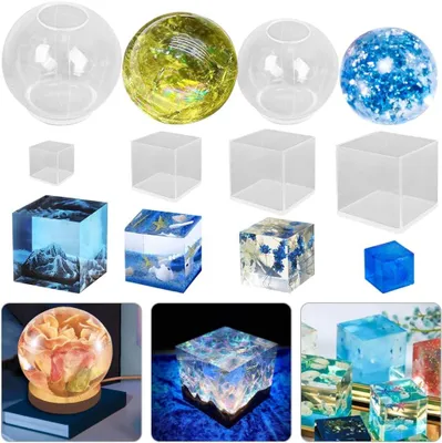 Imagen del producto de Moldes de silicona redondos y cuadrados, juego de 6 unidades, de diferentes tamaños, para hacer velas y jabones artesanales