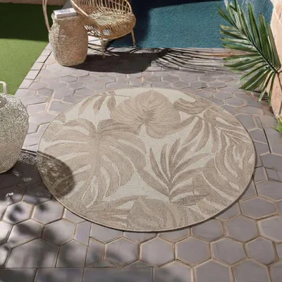 Produktbild von Homebyhome Outdoor Teppich Wetterfest & UV-beständig, ideal für Küche, Balkon, Terrasse, Garten, Wohnzimmer, Grösse: 160 cm Rund