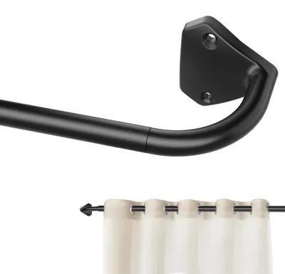 Zdjęcie produktu dla GXOACKJ Czarne karnisze okienne, długość od 71,1 cm do 152,4 cm, średnica 1,6 cm, zestaw