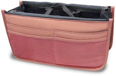 Produktbild von Wasserdichte Kosmetik-Tasche mit mehreren Taschen, rosa, Handtaschen-Organizer