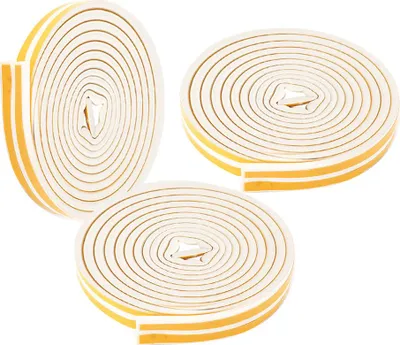 Zdjęcie produktu dla 3 sztuki 5 m uszczelki okienno-drzwiowe dźwiękochłonne samoprzylepne białe 9 x 6 mm