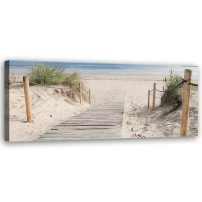 Produktbild von Leinwandbild Weg zum Strand 120x40 Feeby Beige bild für die wand bereit zum aufhängen