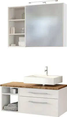 Produktbild von Held Möbel Unterbecken-Set Davos 90 cm -E- (rechts) weiß/matt weiß