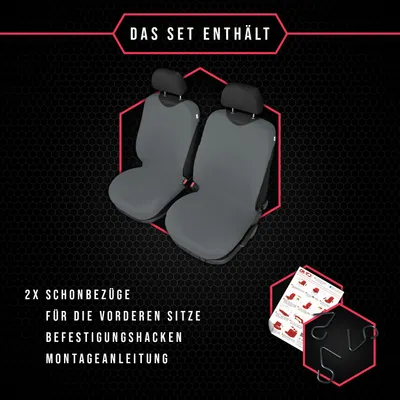 Produktbild von Autositzbezüge Universal Schonbezüge Sitzauflagen 1+1 Vordersitze PKW Grau