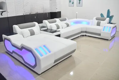 Produktbild von luxus wohnzimmer sofa ecksofa ledercouch polster eck garnitur sofas couchen led