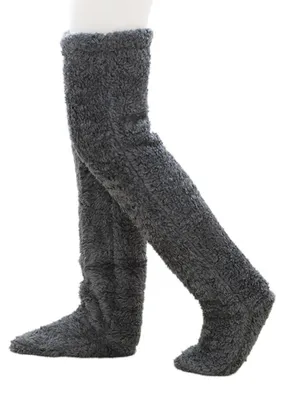 Produktbild von Inovra - Kuschelsocken aus Plüsch - Overknee-Socken - Weich - Thermosocken - Haussocken - Gesamtlänge 81 cm - Beinwärmer