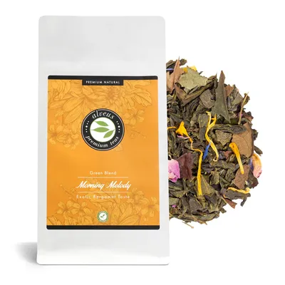 Produktbild von "Morning Melody" Grüner Tee Lose mit Mango Orangen Bergamotte Geschmack, Aromatisierte Teemischung (ca. 40 Tassen) 100 Gramm Tüte von alveus Premium T