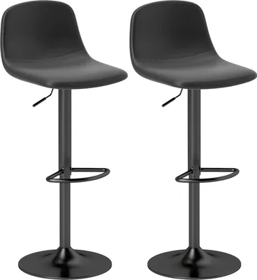 Immagine prodotto di Set di 2 sgabelli da bar, sedie da bar con rivestimento in Pelle finta, girevoli, con schienale e poggiapiedi, base in metallo, nero