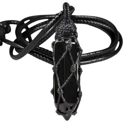 Image de Collier avec pendentif en pierre de Heilstein, obsidienne hexagonale, unie, ajustable