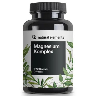 Produktbild von natural elements Magnesium Komplex – 5 hochwertige Verbindungen – 400mg elementares Magnesium/Tag