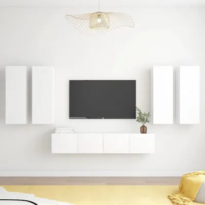 Produktbild von The Living Store 6-tlg. TV-Schrank-Set Weiß Holzwerkstoff
