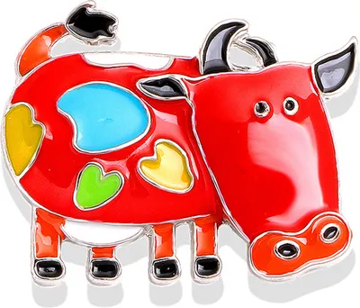 Produktbild von Uni schöne Kuh Rinder Broschen Party Pin Kleidung Dekoration Schmuck Geschenk-Rot