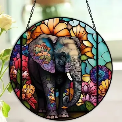 Zdjęcie produktu dla Łapacz Słońca - Elefant z kolorowymi motywami KP31400