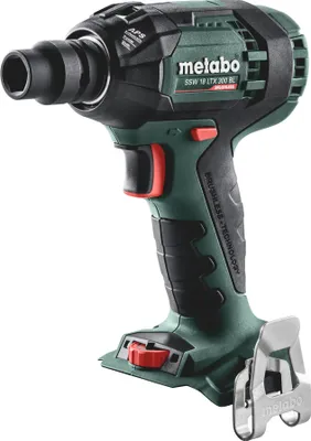 A professional studio shot of a Metabo cordless impact wrench against a white background.