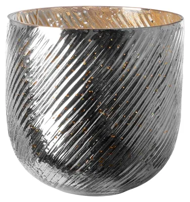 Produktbild von VICKY Windlicht - H.25cm x D.25cm - antik silber - Glas - Dekoration