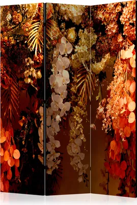 Produktbild von Neuheit! Dekorativer Paravent Raumteiler Trennwand Foto-Paravent Spanische Wand XXL BLÄTTER BLUMEN ORCHIDEE 135x172 cm b-C-0955-z-b
