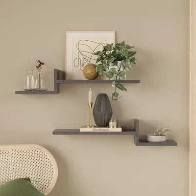 Image de Étagère murale LUNOR Mykonos en L, 75 cm, anthracite