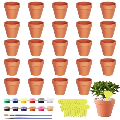 Immagine prodotto di Omgoods - 24 vasi in terracotta, dimensioni 5x5,5 cm - Ideali per lavori manuali e decorazioni