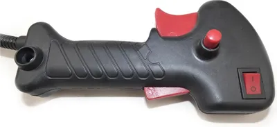 A black and red handle with buttons and a switch, likely for a power tool.