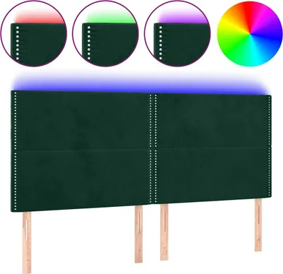 Produktbild von vidaXL LED Kopfteil Dunkelgrün 200x5x118/128 cm Samt